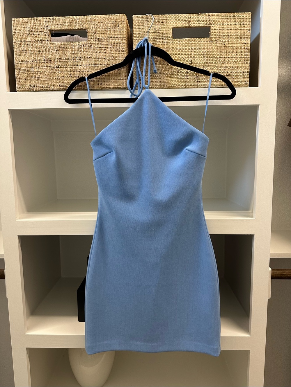 bec + bridge Sky Blue Halter Mini Dress